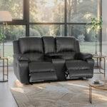 Lyla 2 Seater Recliner & Console - Leather Uppers